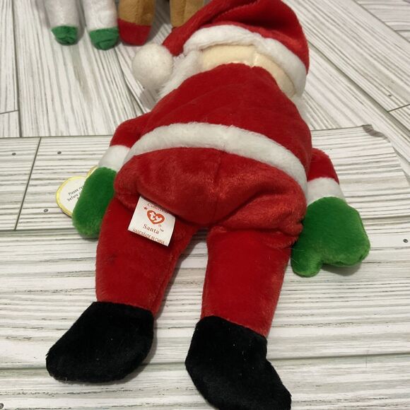 TY 3~Holiday Beanie Baby Christmas Peppermint , Tinsel and Santa - Picture 6 of 6